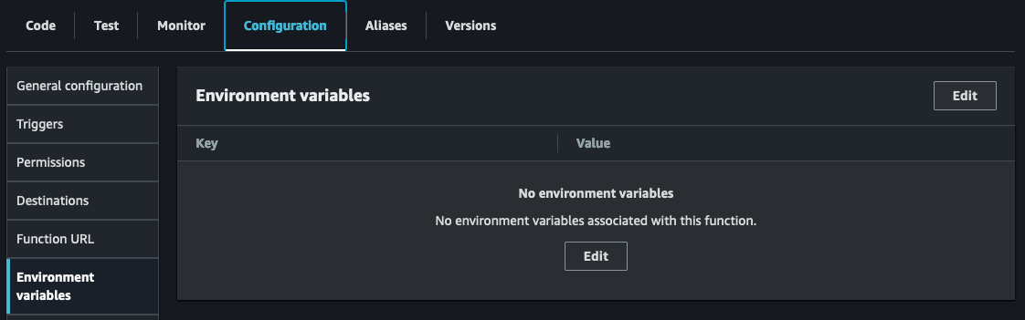 Lambda Function Environment Variables